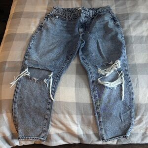 Good American Ripped Blue Cropped Jeans